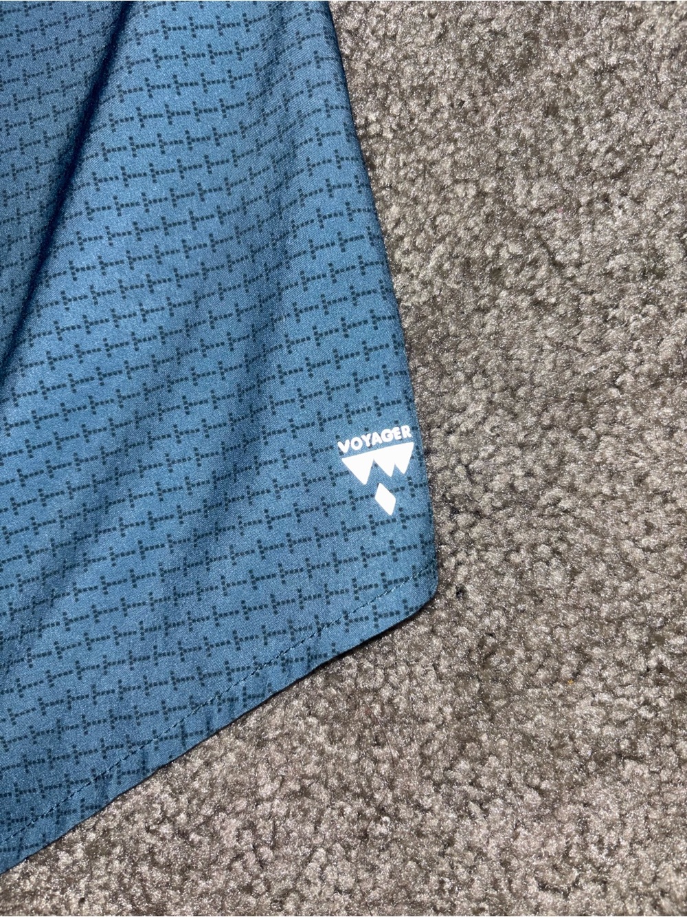 Men’s Voyager Blue Short-Sleeve Button-Up Shirt Polo - Picture 3 of 4